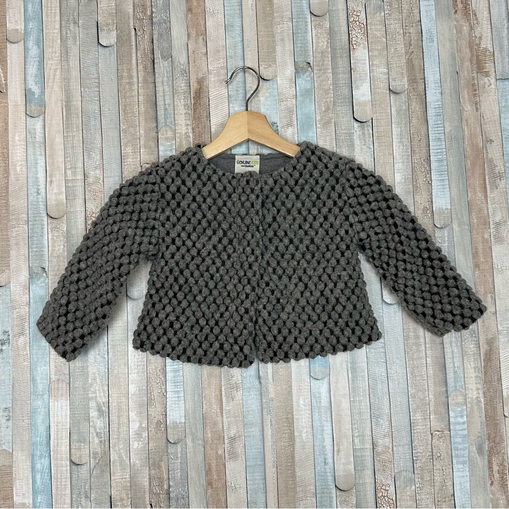 Genuine Kids Oshkosh 4T Gray Wool Knit Bubble Bauble Cardigan Sweater Girls‎